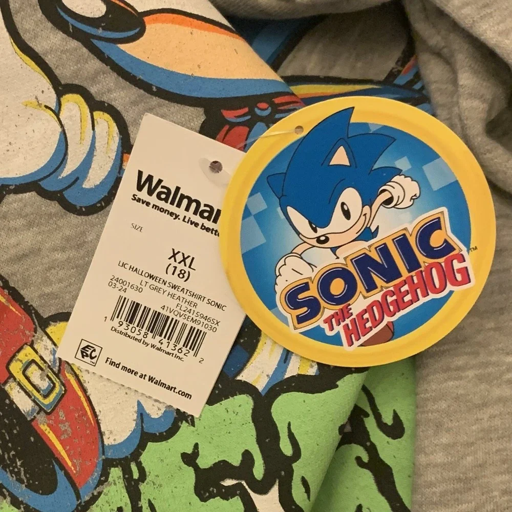 Sonic the Hedgehog Boys Halloween Graphic Print Sweatshirt XXL 18 New with Tags